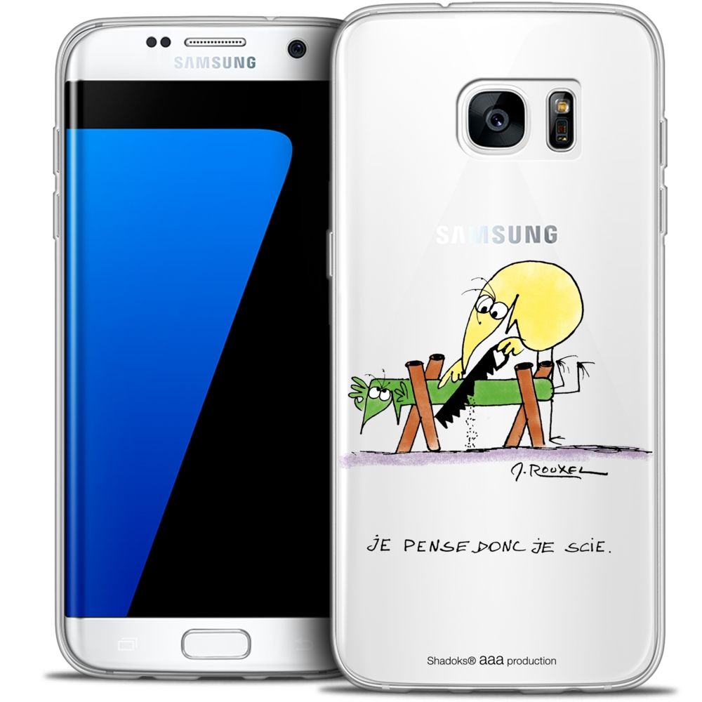 Caseink - Coque Housse Etui Samsung Galaxy S7 Edge [Crystal HD Collection Les Shadoks ? Design Je pense Donc - Rigide - Ultra Fin - Imprimé en France] - Coque, étui smartphone