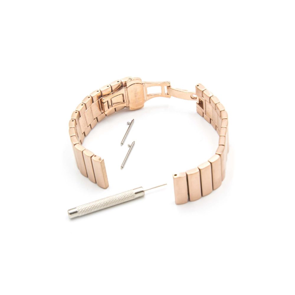 Vhbw - vhbw bracelet compatible avec Fossil Q Founder 2.0 montre connectée - 17,5cm acier inoxydable rose-doré - Accessoires montres connectées