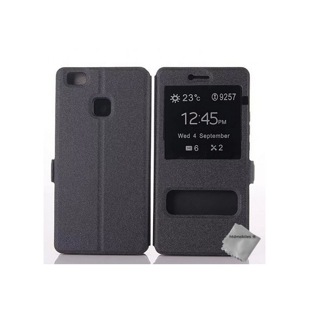 Htdmobiles - Housse etui coque portefeuille view case pour Huawei P9 Lite + film ecran - NOIR - Autres accessoires smartphone
