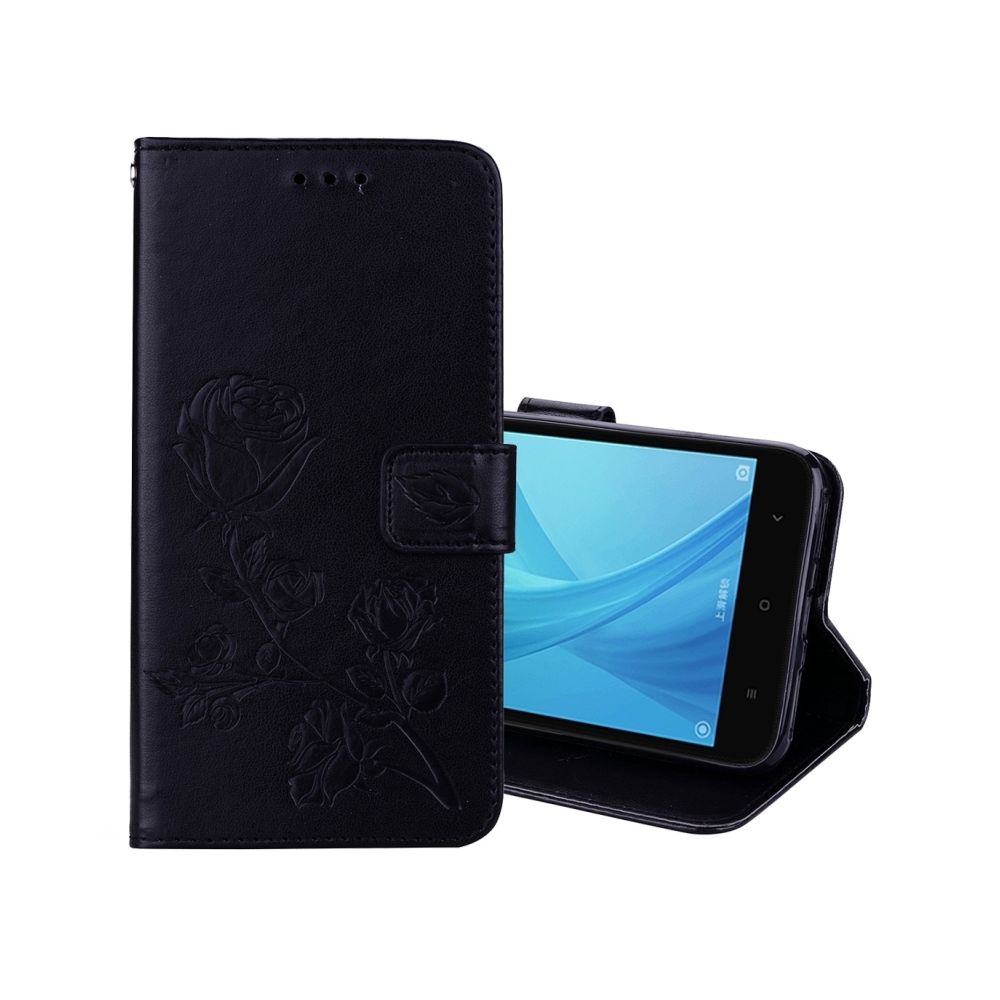 Wewoo - Housse Étui noir pour cartes et porte-monnaie Xiaomi Redmi Note 5A Pro / Prime Roses pressé Fleurs motif Flip en cuir avec titulaire fentes - Coque, étui smartphone