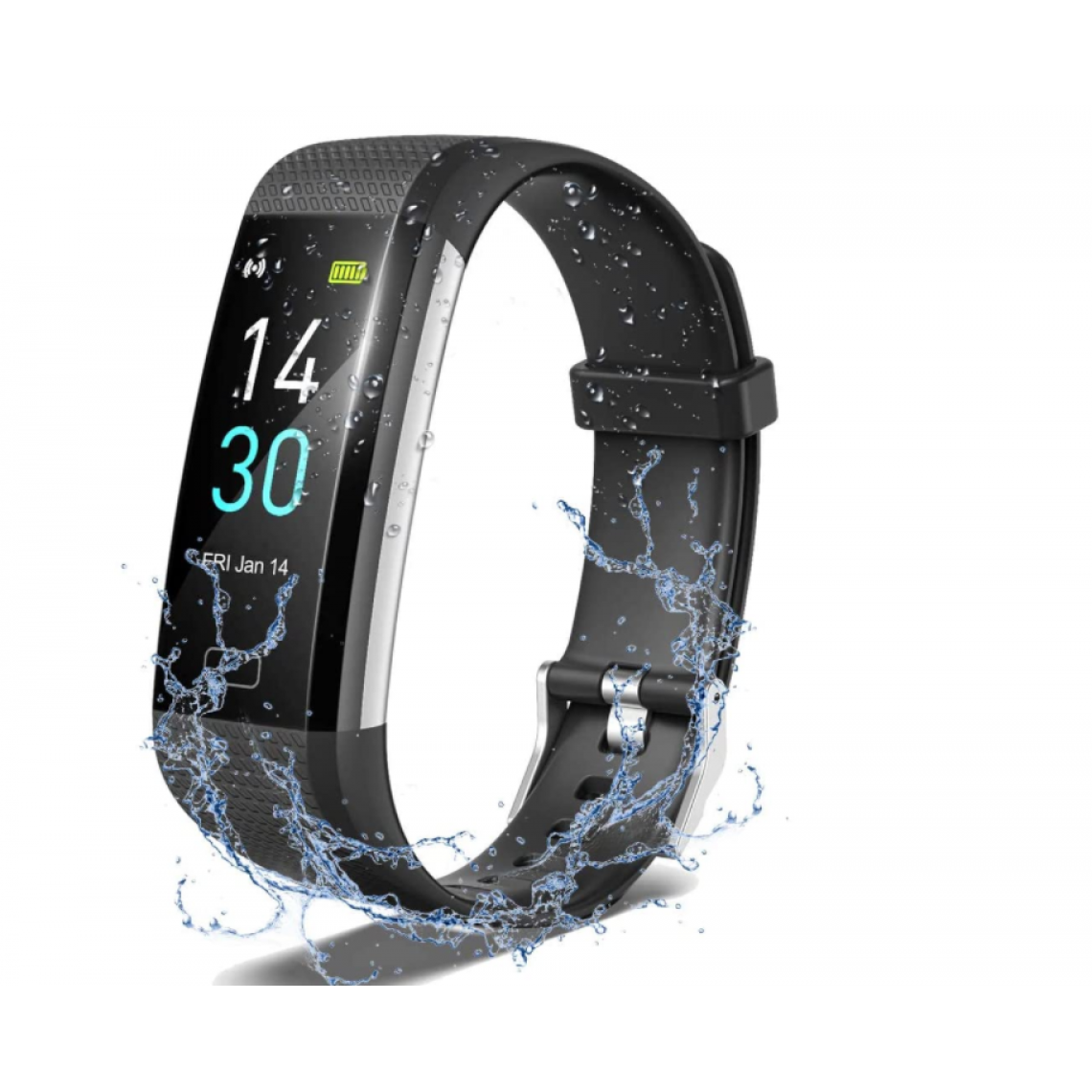 Chronotech Montres - Chronus Fitness Tracker , Heart Rate Blood Pressure Sleep Monitor, Calorie Pedometer, IP68 Smart Watchï¼blackï¼ - Montre connectée