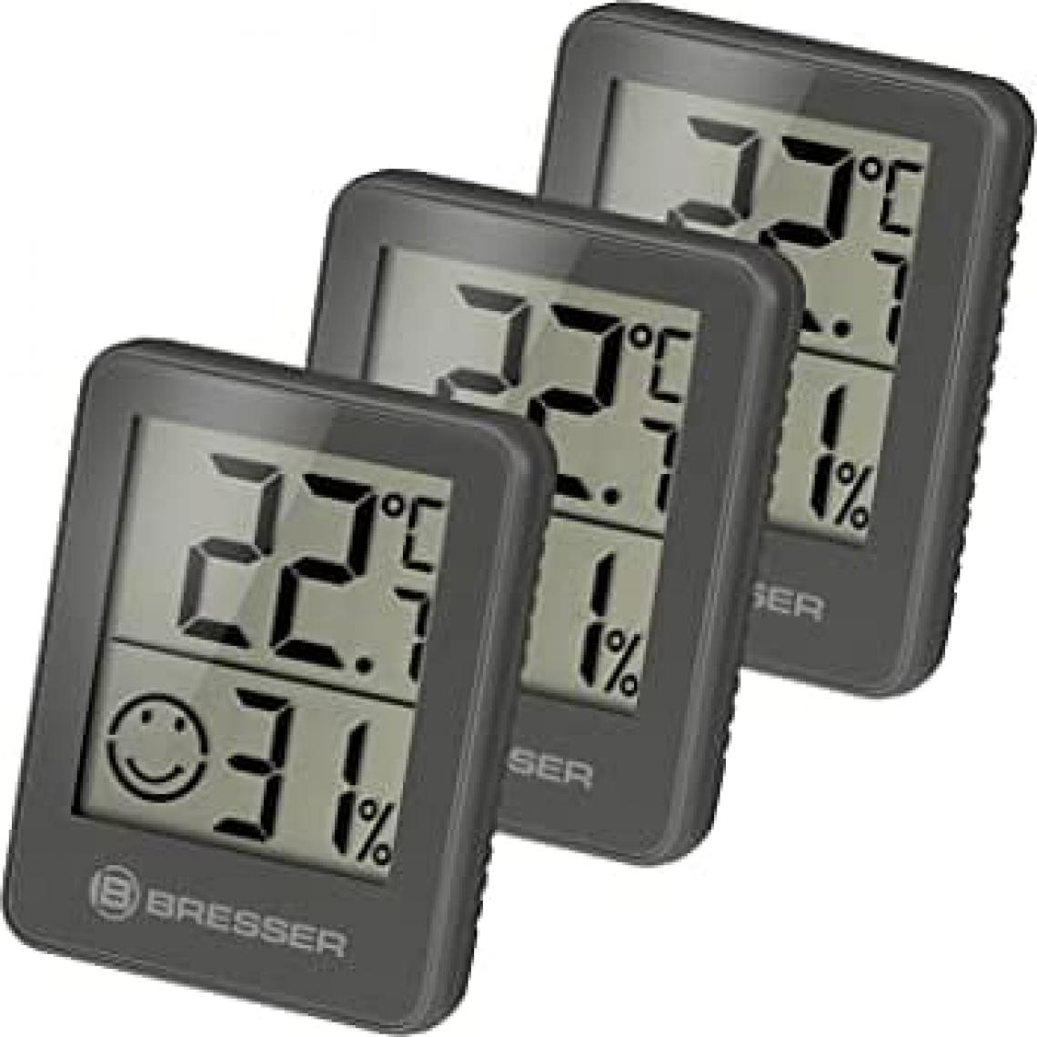 Bresser - Lot de 3 Thermomètres et Hygromètres avec affichage LCD noir - Bresser - Météo connectée