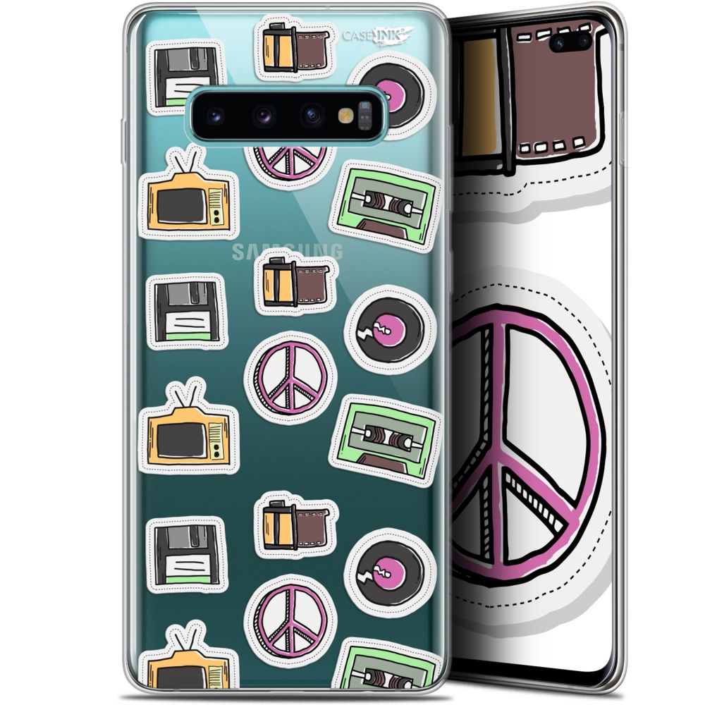 Caseink - Coque arrière Samsung Galaxy S10+ (6.4 ) Gel HD [ Nouvelle Collection - Souple - Antichoc - Imprimé en France] Vintage Stickers - Coque, étui smartphone