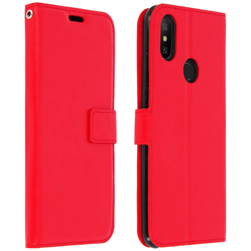 Avizar - Housse Xiaomi Mi A2 Etui Folio Portefeuille Fonction Support - Rouge - Coque, étui smartphone