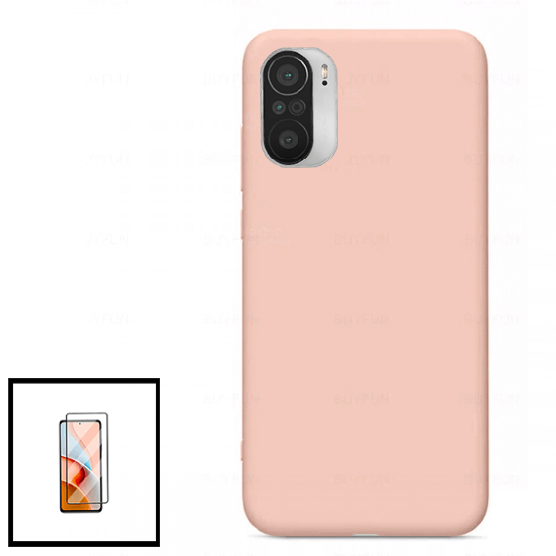 Phonecare - Kit Film de Verre Trempé 5D à Couverture Complète + Coque en Silicone Liquide Xiaomi Poco F3 - rose - Coque, étui smartphone