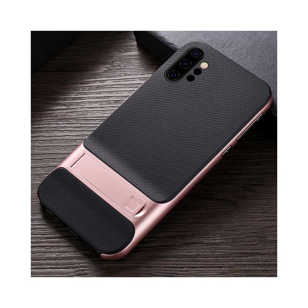 Wewoo - Housse Étui Coque Pour Galaxy Note10 + Plaid Texture antidérapant TPU + PC Case avec support Rose Gold - Coque, étui smartphone