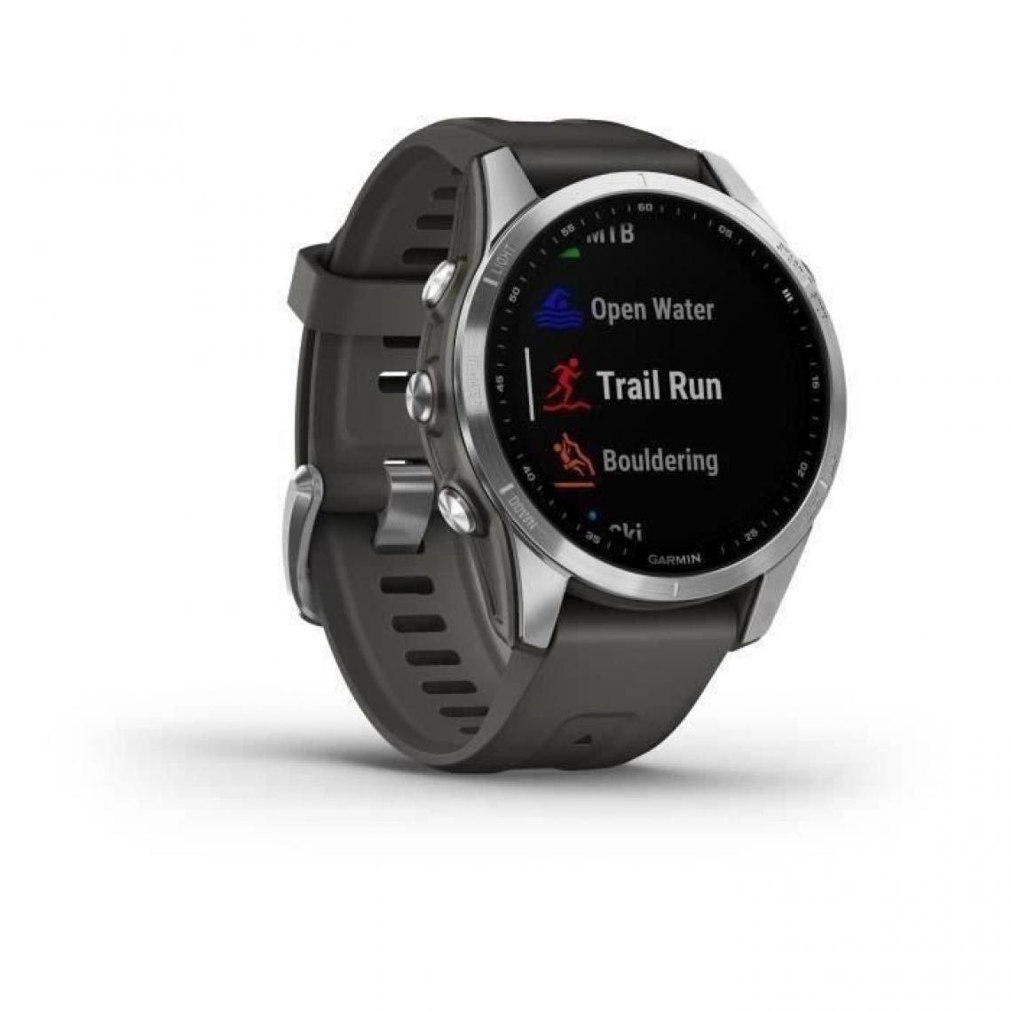Garmin - GARMIN Fenix 7S - Montre GPS de sport connectée - Silver avec bracelet gris - Montre connectée
