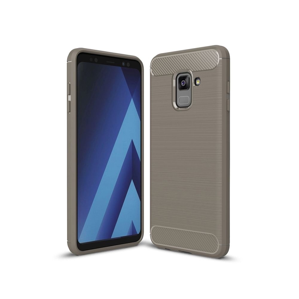 Wewoo - Coque gris pour Samsung Galaxy A8 2018 Texture de la brosse en fibre de carbone antichoc TPU de protection étui arrière - Coque, étui smartphone