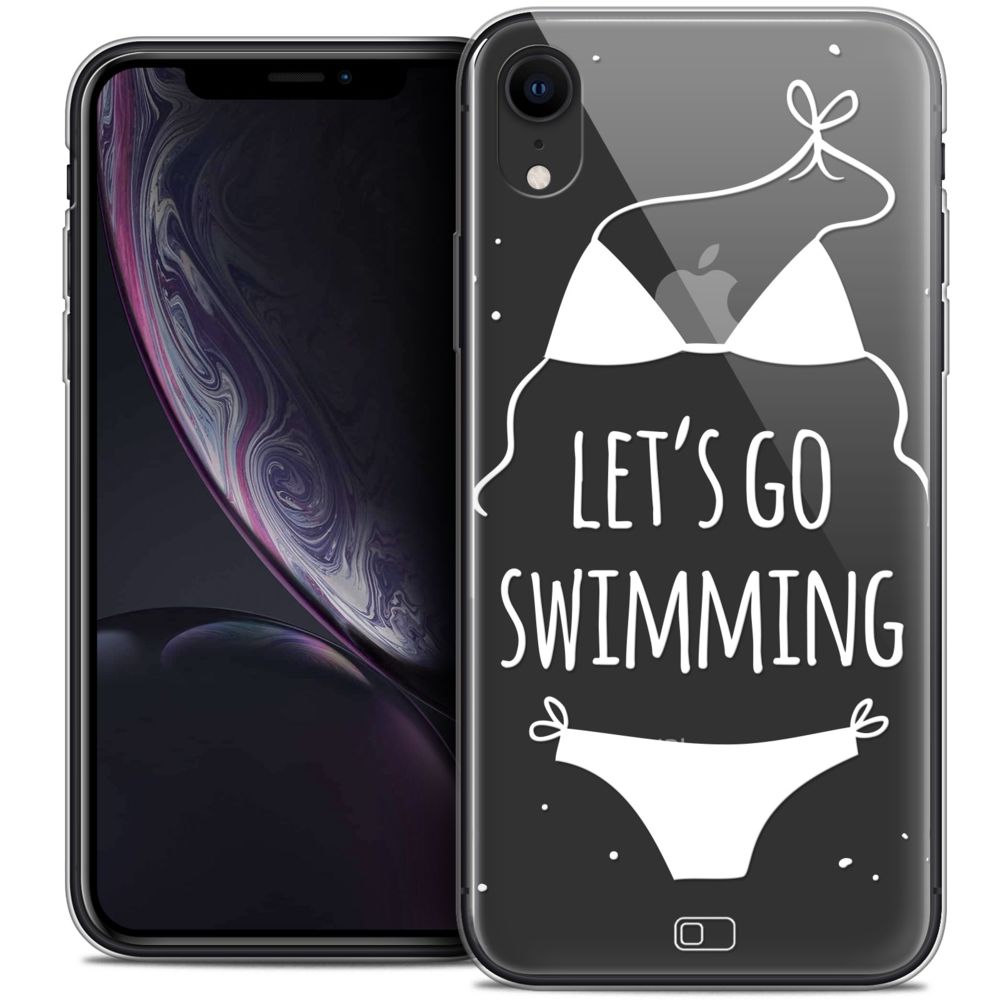 Caseink - Coque Housse Etui Apple iPhone Xr (6.1 ) [Crystal Gel HD Collection Summer Design Let's Go Swim - Souple - Ultra Fin - Imprimé en France] - Coque, étui smartphone
