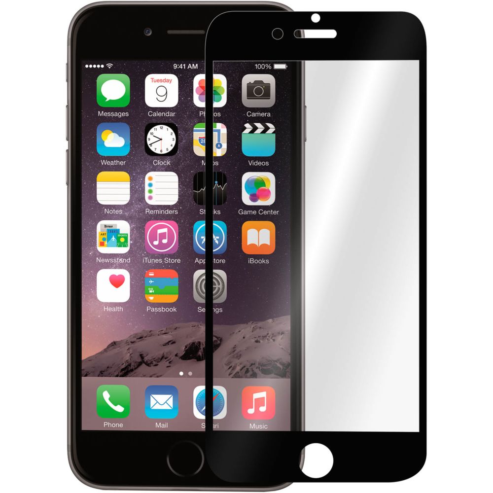 Avizar - Film Verre Trempé Protection Ecran Apple iPhone 6 - Contour Noir - Protection écran smartphone