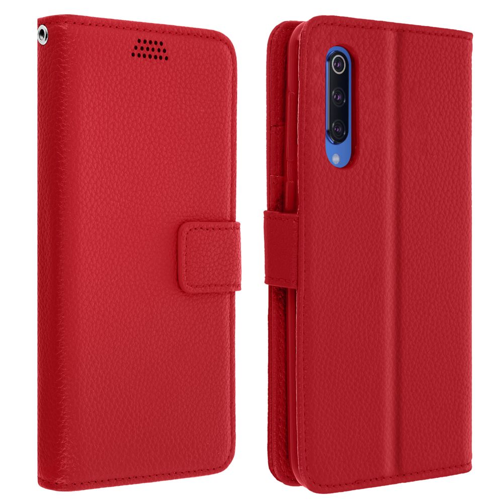 Avizar - Housse Xiaomi Mi 9 Étui Porte carte Support Vidéo rouge - Coque, étui smartphone