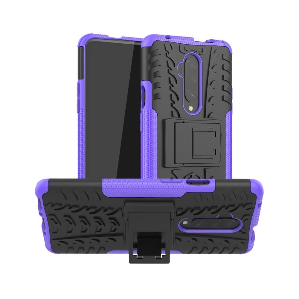 Wewoo - Coque Pour OnePlus 7T Pro Texture de pneu TPU antichoc + PC Housse de protection avec support Violet - Coque, étui smartphone