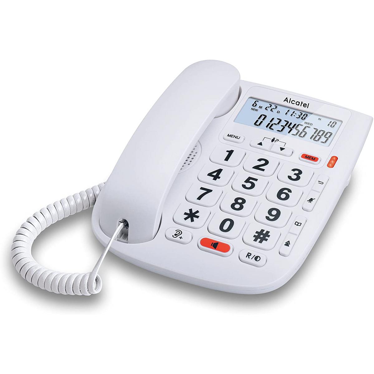 Alcatel - telephone Filaire Larges Touches pour Les séniors blanc - Téléphone fixe filaire