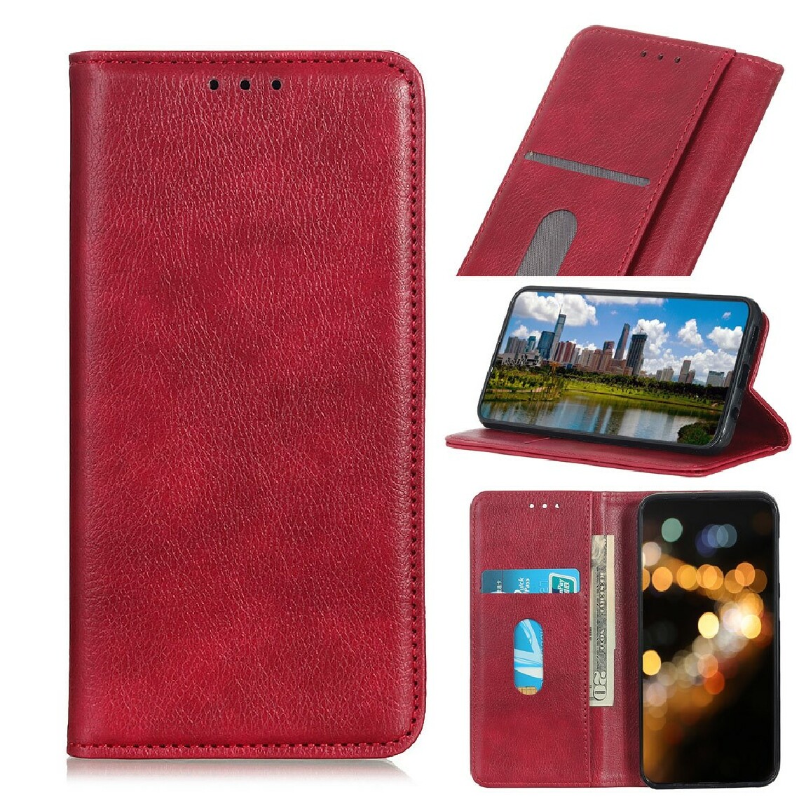 Other - Etui en PU texture de litchi auto-absorbée avec support rouge pour votre Samsung Galaxy S30 Ultra - Coque, étui smartphone