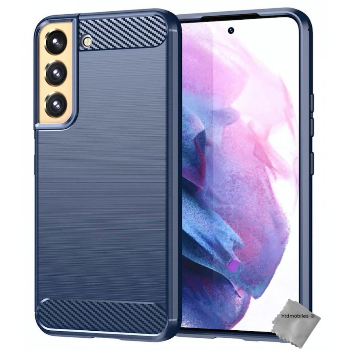 Htdmobiles - Housse etui coque silicone gel carbone pour Samsung Galaxy S22 Plus 5G + film ecran - BLEU FONCE - Coque, étui smartphone