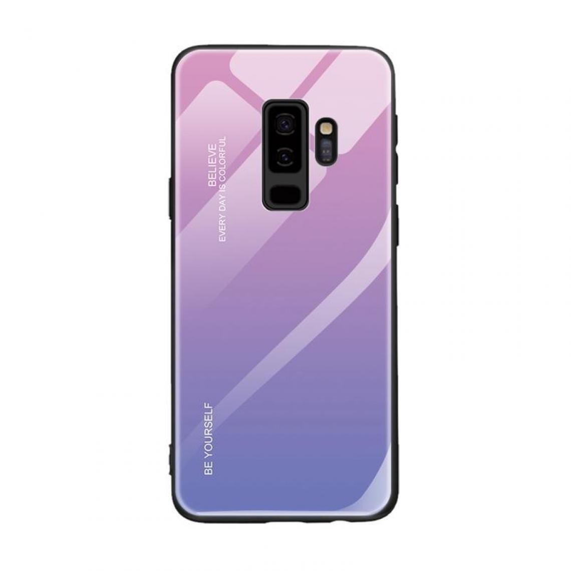 Wewoo - Housse Étui Coque Pour Galaxy S9 Gradient Color Glass Case Violet clair - Coque, étui smartphone