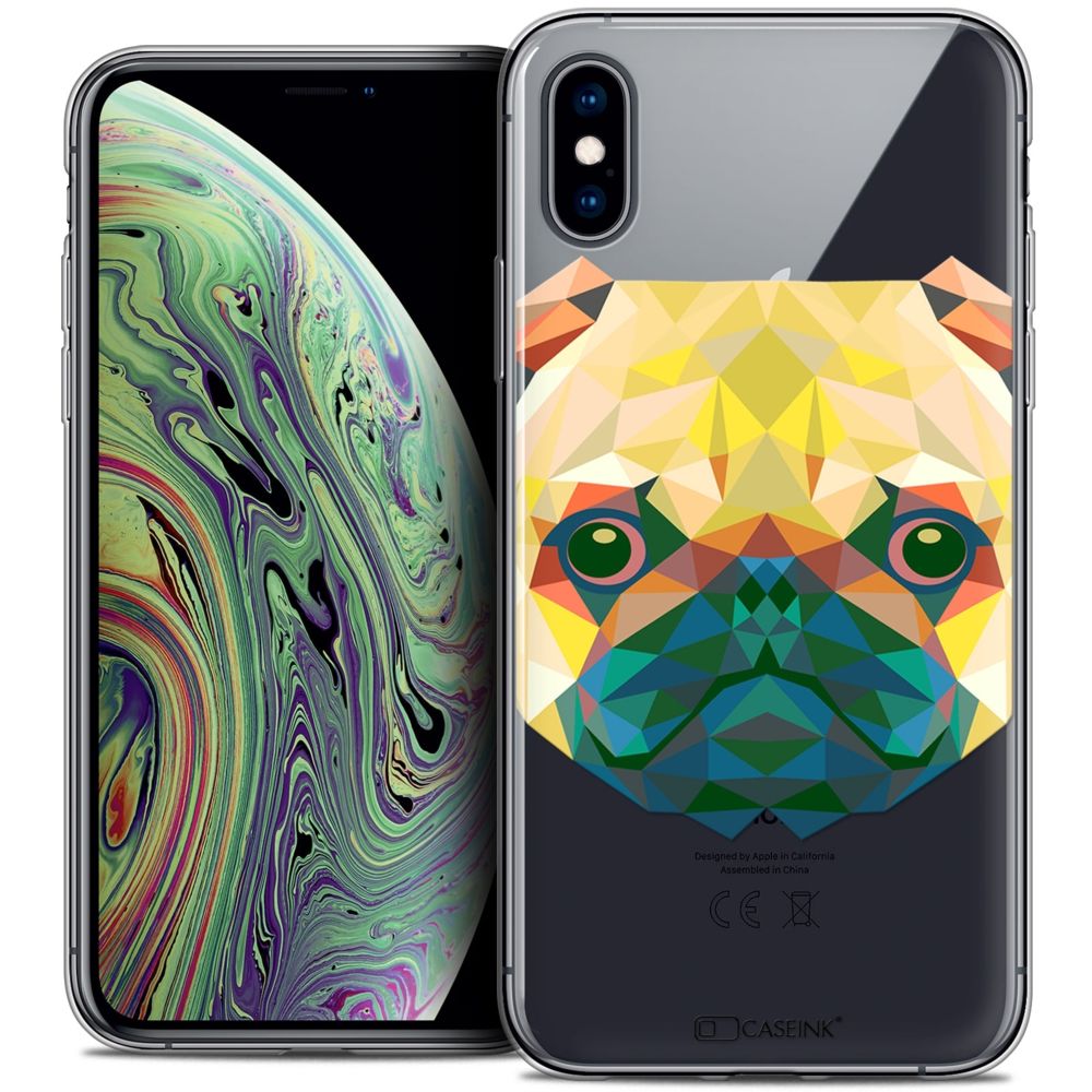 Caseink - Coque Housse Etui Apple iPhone Xs Max (6.5 ) [Crystal Gel HD Polygon Series Animal - Souple - Ultra Fin - Imprimé en France] Chien - Coque, étui smartphone