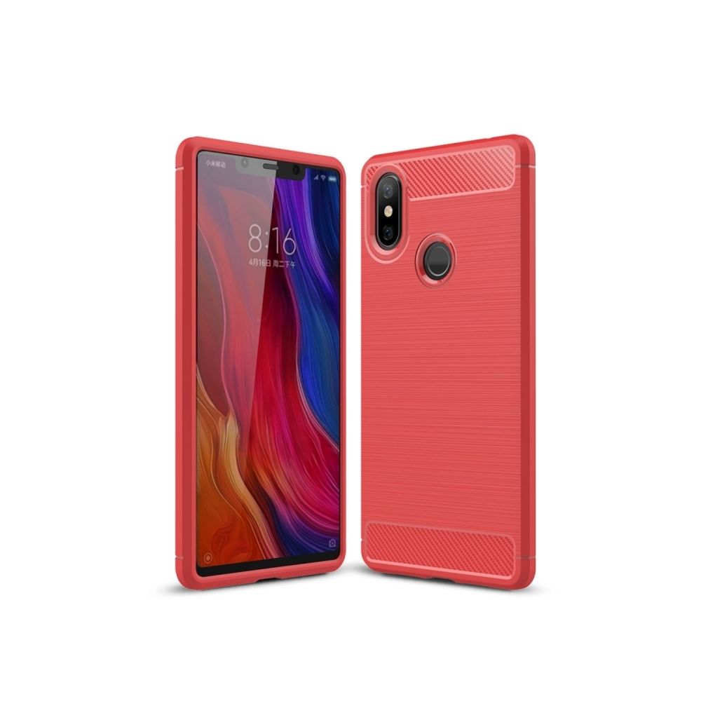 Wewoo - Coque TPU Antichoc en Fibre de Carbone Texture Brossée pour Xiaomi Mi 8 SE Rouge - Coque, étui smartphone