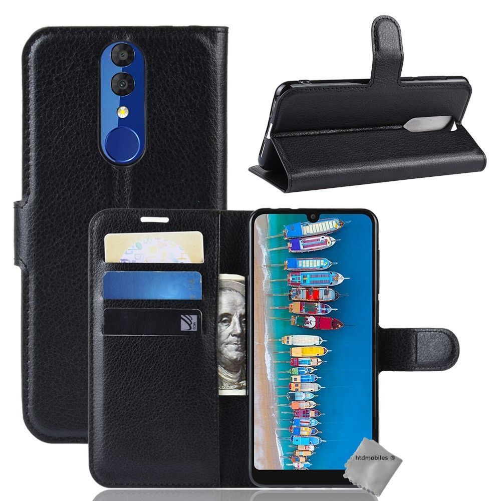 Htdmobiles - Housse etui coque pochette portefeuille pour Alcatel 3 (2019) + film ecran - NOIR - Autres accessoires smartphone