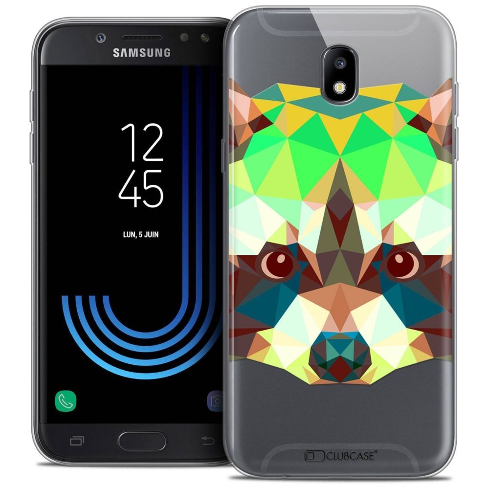 Caseink - Coque Housse Etui Samsung Galaxy J7 2017 J730 (5.5 ) [Crystal Gel HD Collection Polygon Animals Design Raton Laveur - Souple - Ultra Fin - Imprimé en France] - Coque, étui smartphone