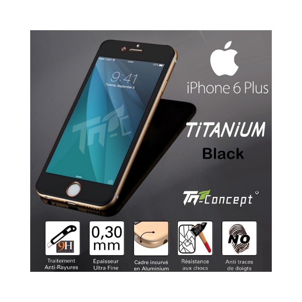 Tm Concept - Iphone 6 Plus - Vitre de Protection Titanium - 5 Couleurs Noir - Protection écran smartphone