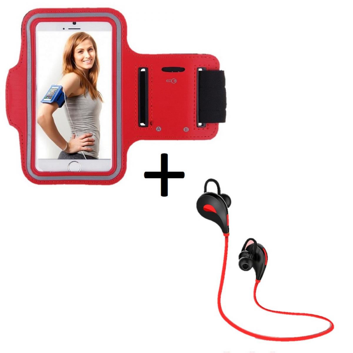Shot - Pack Sport pour HUAWEI Y6 2019 Smartphone (Ecouteurs Bluetooth Sport + Brassard) Courir T6 (ROUGE) - Coque, étui smartphone