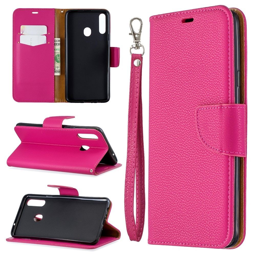 marque generique - Etui en PU avec support rose pour votre Samsung Galaxy A20s - Coque, étui smartphone