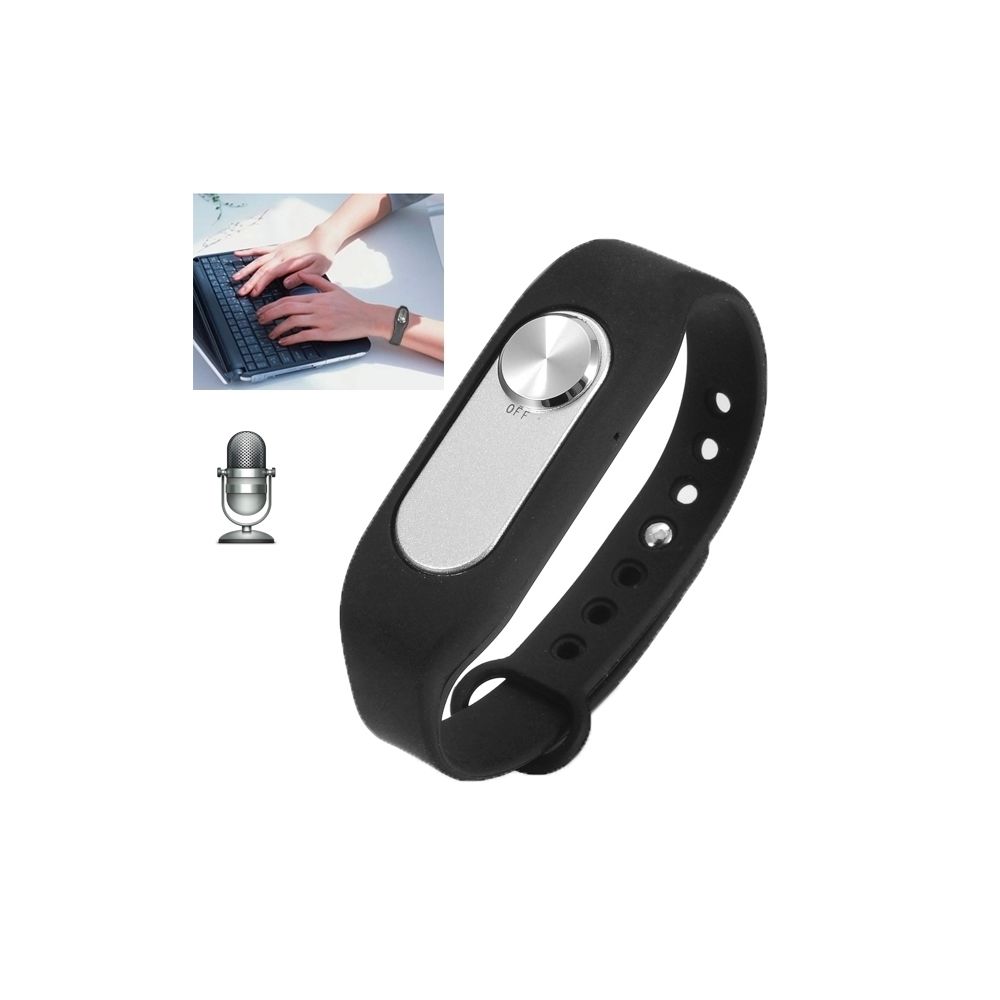 Wewoo - Bracelet connecté noir Wearable Wristband 16 Go Digital Voice Recorder montre-bracelet, un bouton de longue durée d'enregistrement - Bracelet connecté