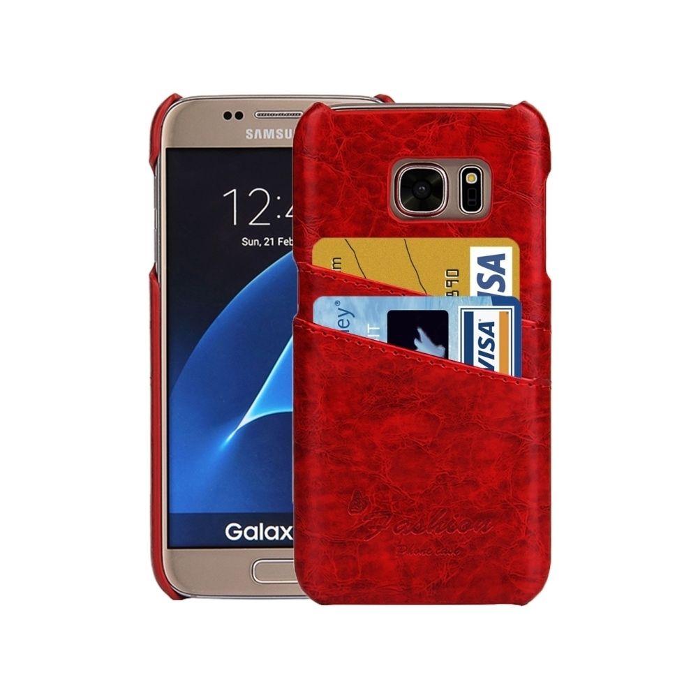 Wewoo - Housse Étui rouge pour Samsung Galaxy S7 / G930 Texture de cire d'huile en cuir avec fentes cartes - Coque, étui smartphone