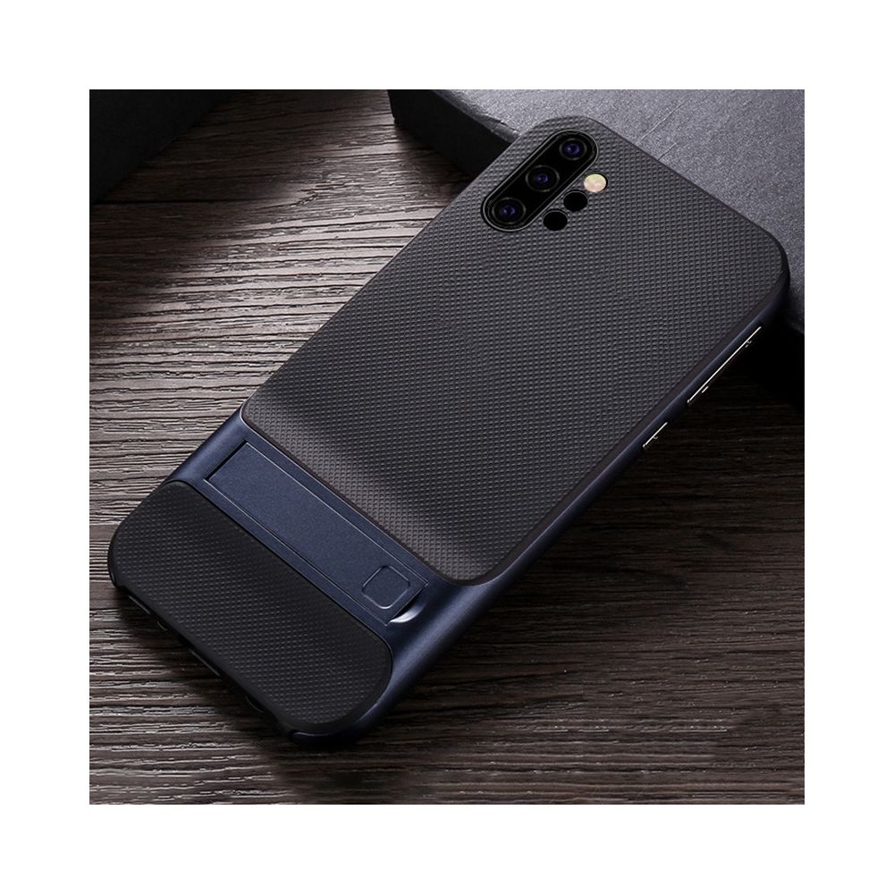Wewoo - Housse Étui Coque Pour Galaxy Note10 + Plaid Texture antidérapant TPU + PC Case avec support bleu foncé - Coque, étui smartphone