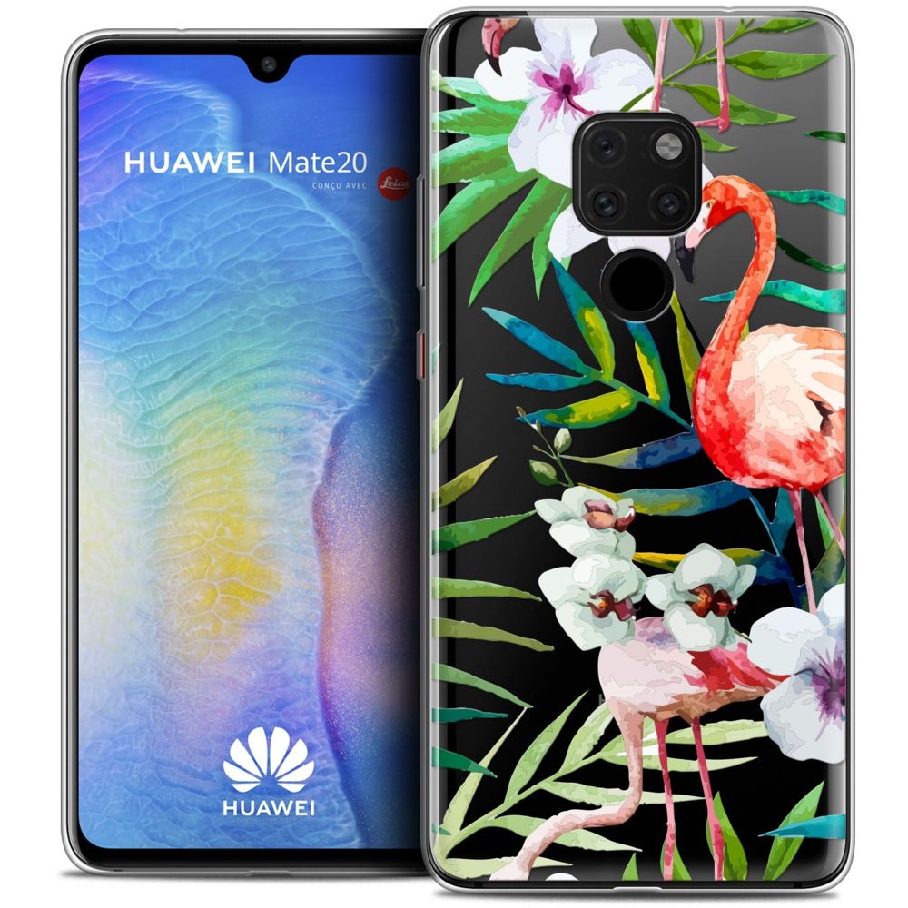 Caseink - Coque Housse Etui Huawei Mate 20 (6.5 ) [Crystal Gel HD Collection Watercolor Design Tropical Flamingo - Souple - Ultra Fin - Imprimé en France] - Coque, étui smartphone