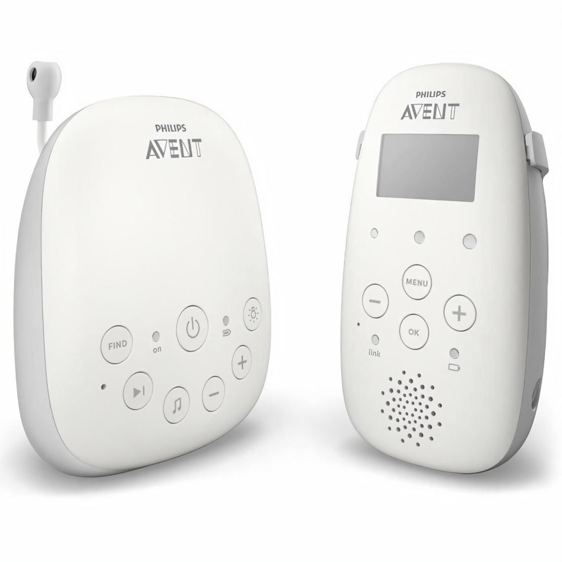 Philips Avent - PHILIPS AVENT Ecoute bébé SCD713/00 DECT - Ecran LCD - Base de charge - Veilleuse lumineuse - portée 330m - Mode Smart ECO - Babyphone connecté
