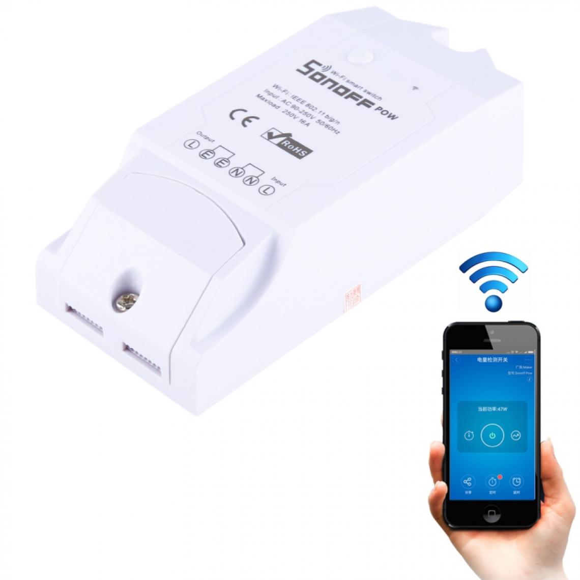 Wewoo - Domotique Maison connectée pour Smart Home, iOS et Android DIY 16A 3500 W bricolage WiFi Smart sans fil à distance puissance consommation module de commutation - Box domotique et passerelle