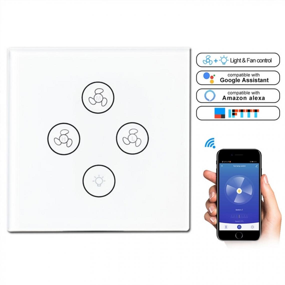 Wewoo - Interrupteur tactile intelligent multifonctions de ventilateur Wifiprise UE blanc - Box domotique et passerelle