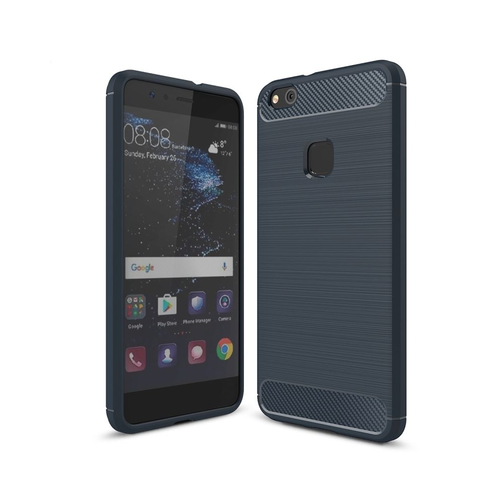 Wewoo - Coque bleu foncé pour Huawei P10 Lite Texture de fibre de carbone brossé Antichoc TPU Housse de protection - Coque, étui smartphone
