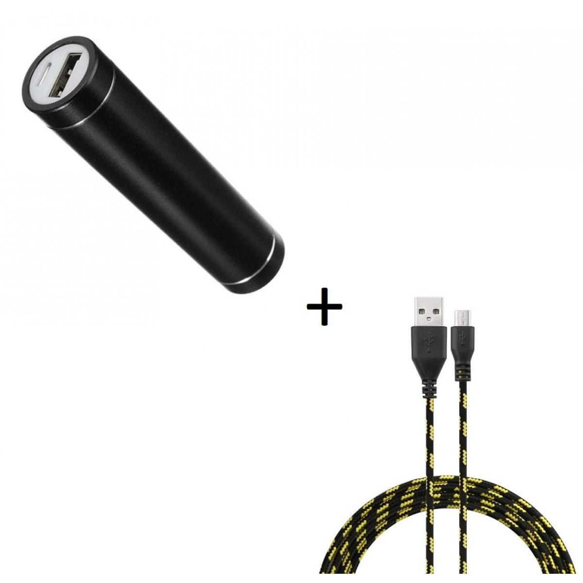 Shot - Pack Batterie pour MOTOROLA moto e6 PLUS Smartphone Micro USB (Cable Tresse 3m + Batterie Chargeur Externe) Android 2600mAh (NOIR) - Chargeur secteur téléphone