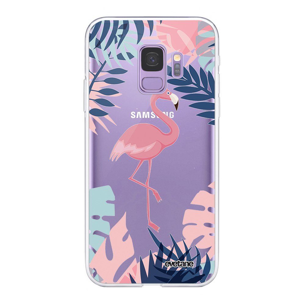 Evetane - Coque Samsung Galaxy S9 souple transparente Flamant Tropical Motif Ecriture Tendance Evetane - Coque, étui smartphone