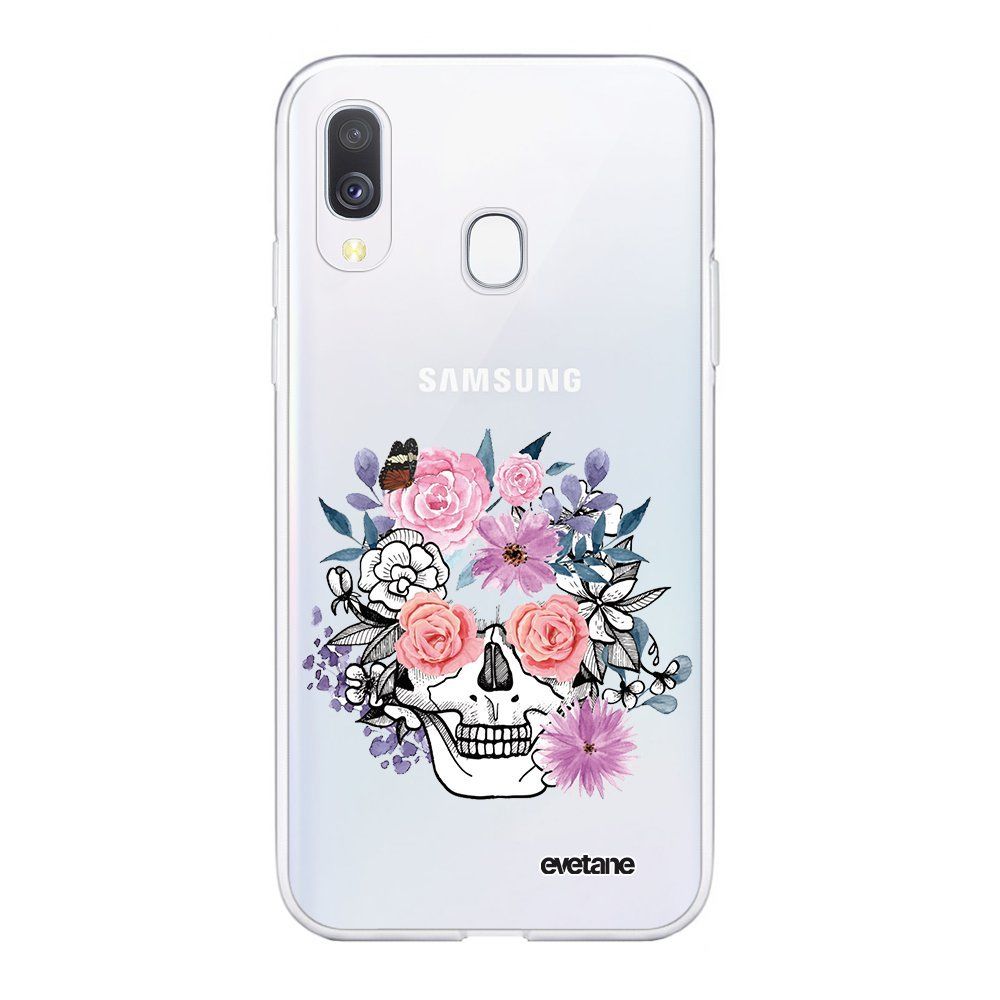 Evetane - Coque Samsung Galaxy A20e souple transparente Crâne floral Motif Ecriture Tendance Evetane. - Coque, étui smartphone