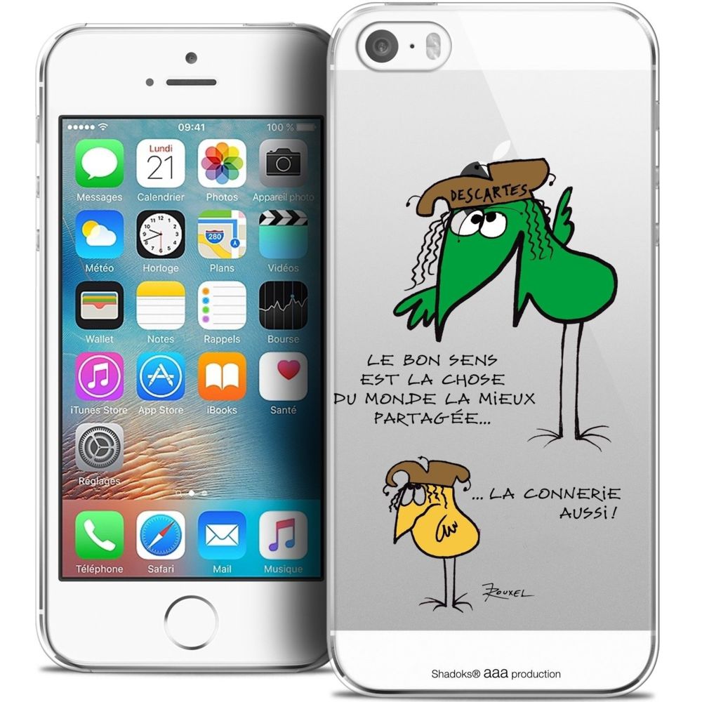 Caseink - Coque Housse Etui Apple iPhone 5/5s/SE [Crystal HD Collection Les Shadoks ? Design Le Partage - Rigide - Ultra Fin - Imprimé en France] - Coque, étui smartphone