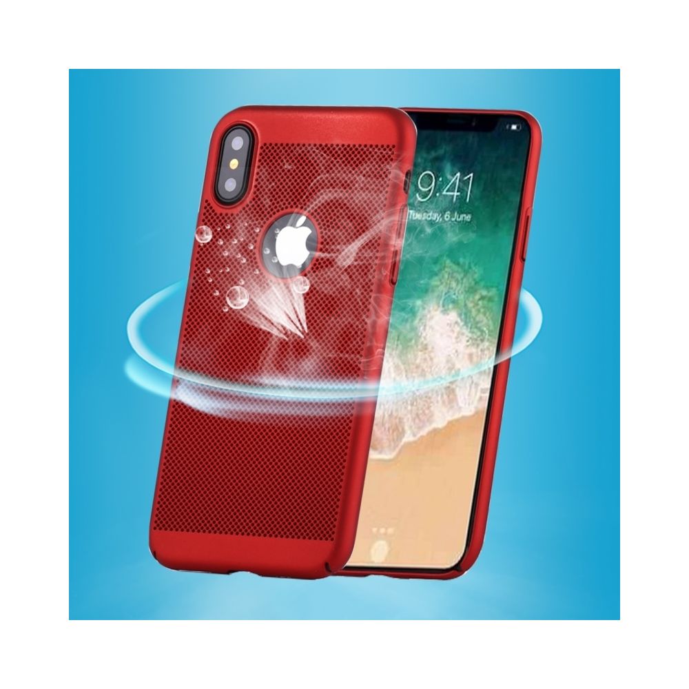 Wewoo - Coque rouge pour iPhone X Injection de Carbone Respirant Maille PC Anti-rayures Housse de Protection - Coque, étui smartphone