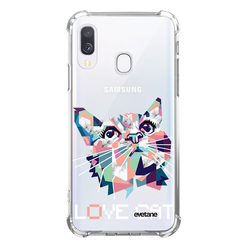 Evetane - Coque Samsung Galaxy A40 anti-choc souple avec angles renforcés transparente Cat pixels Evetane - Coque, étui smartphone