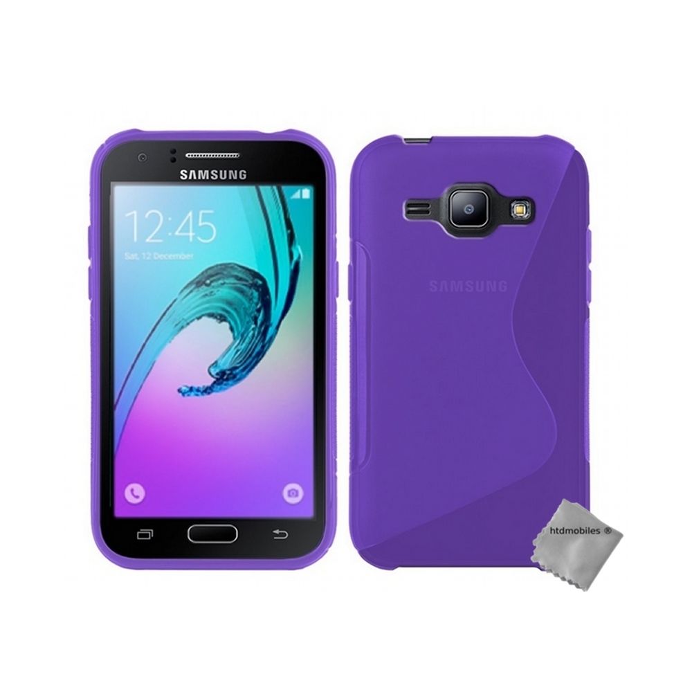 Htdmobiles - Housse etui coque pochette silicone gel fine pour Samsung Galaxy J1 (2016) + verre trempe - MAUVE - Autres accessoires smartphone