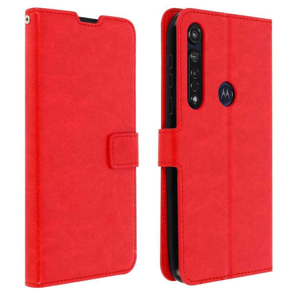 Avizar - Housse Motorola Moto G8 Plus Porte-carte Fonction Support Vintage rouge - Coque, étui smartphone