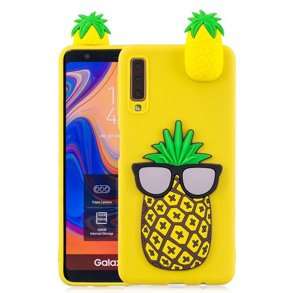 marque generique - Coque en TPU gel 3D mignonne poupée 3D motif d'impression ananas frais pour votre Samsung Galaxy A7 (2018) - Autres accessoires smartphone