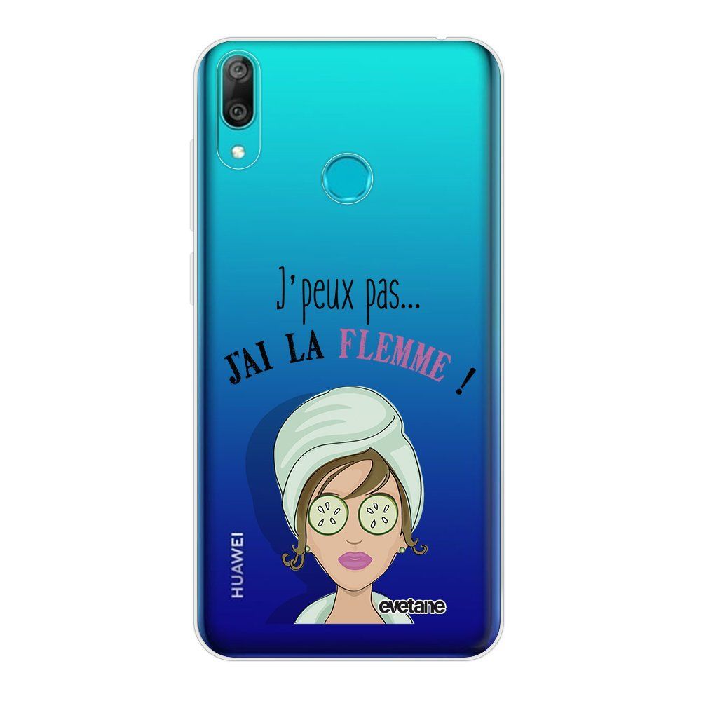 Evetane - Coque Huawei Y7 2019 souple transparente J'ai La Flemme Motif Ecriture Tendance Evetane. - Coque, étui smartphone