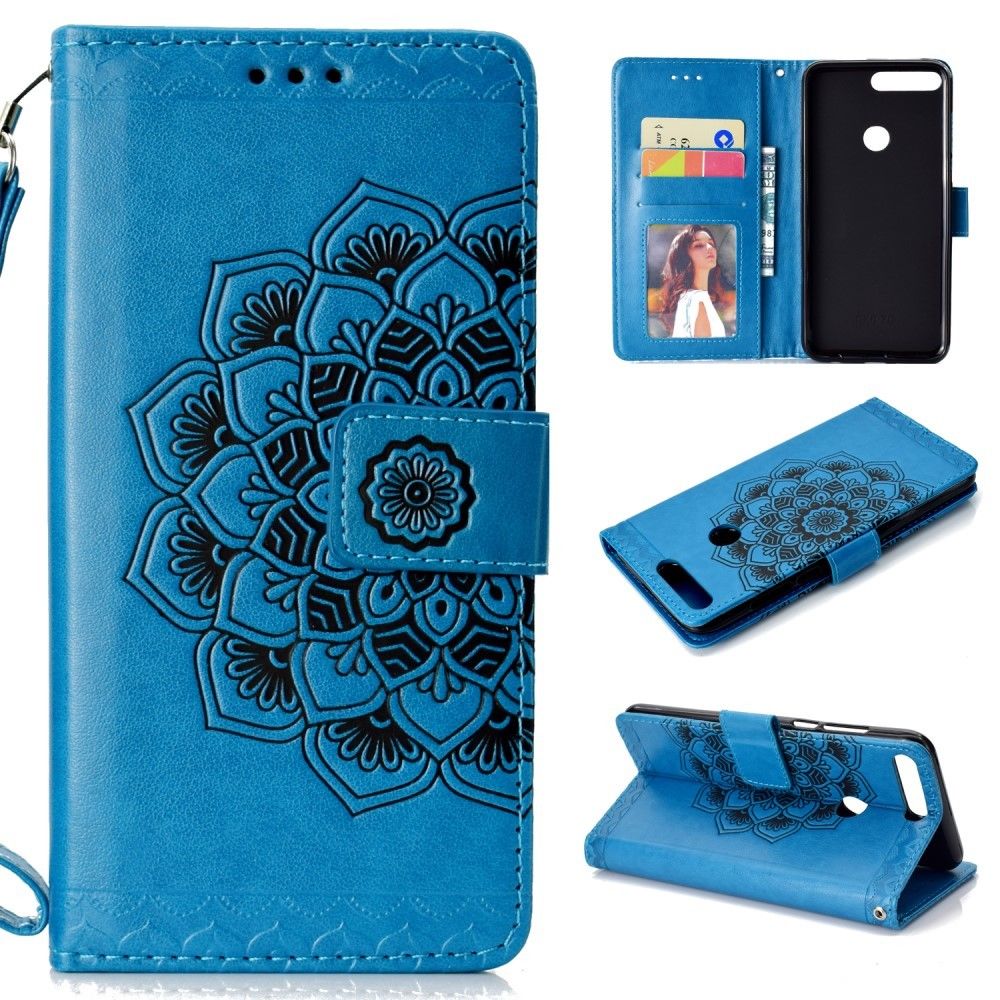 marque generique - Etui en PU mandala bleu pour votre Huawei Honor 7C/Enjoy 8 - Autres accessoires smartphone