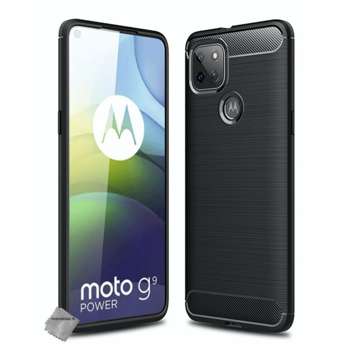 Htdmobiles - Housse etui coque silicone gel carbone pour Motorola Moto G9 Power + film ecran - NOIR - Coque, étui smartphone