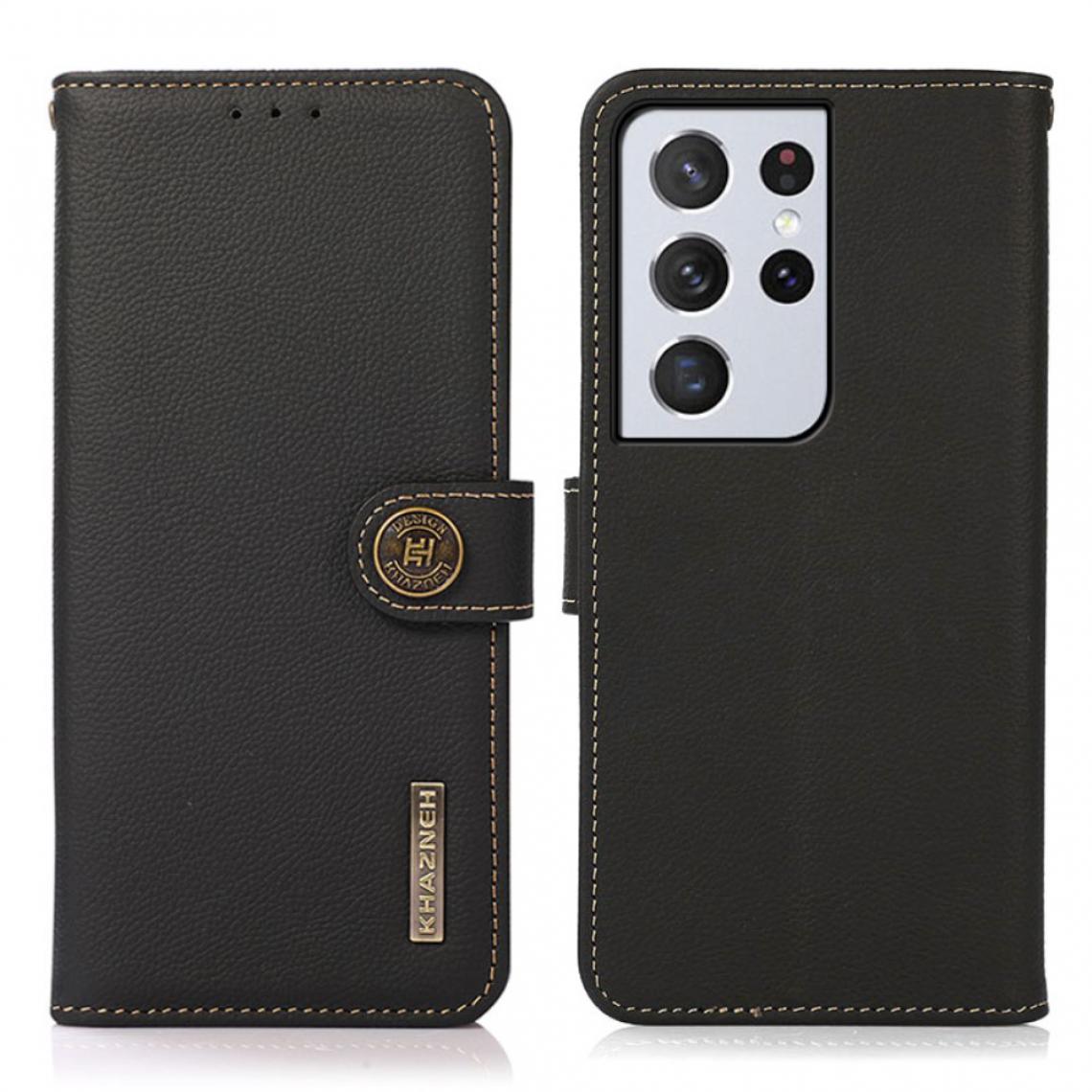 Other - Etui en cuir véritable Couverture de conception de balayage antivol RFID noir pour votre Samsung Galaxy S21 Ultra 5G - Coque, étui smartphone