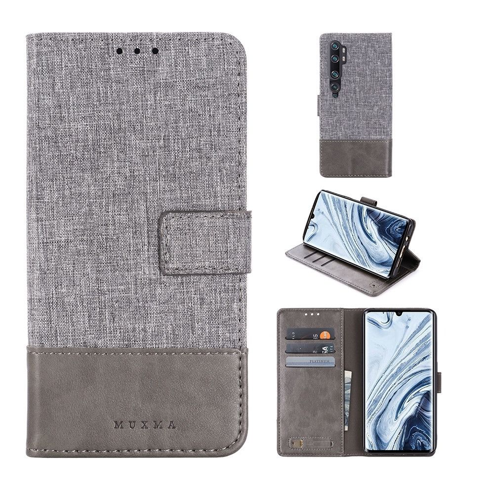 Wewoo - Housse Coque Pour Xiaomi Mi Note 10 MUMXA MX102 en cuir à couture horizontale avec support et fentes cartes et portefeuille gris - Coque, étui smartphone