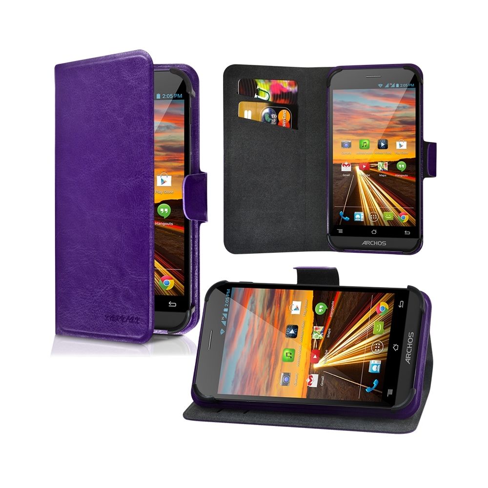 Karylax - Etui Universel Porte-Carte Fonction Support Couleur Violet pour Archos 50b Oxygen - Autres accessoires smartphone